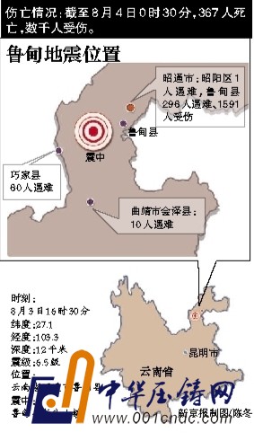 8月3日，救援人員在云南魯甸縣地震現(xiàn)場救援。該地發(fā)生6.5級地震，為14年來最大震級。新華社發(fā)